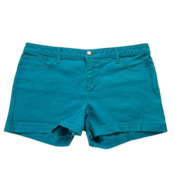 Calvin Klein Jeans Shorts Teal Colored Denim Mid Rise Women's 14 Size 32 Waist - Picture 1 of 11